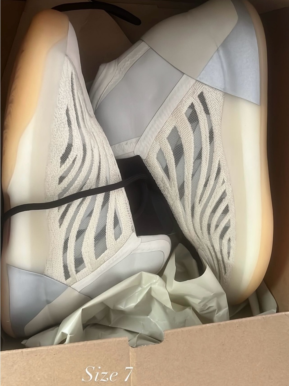Yeezy High-Top Sneakers in Cream and Light Gray